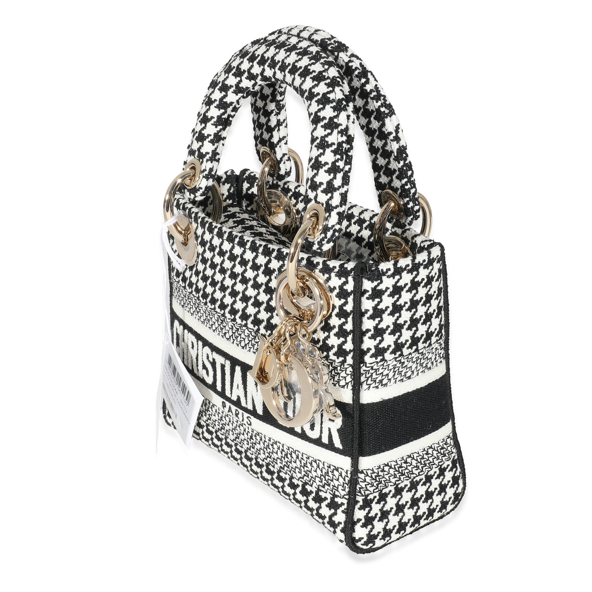 Christian Dior Black White Houndstooth Canvas Mini Lady D-Lite