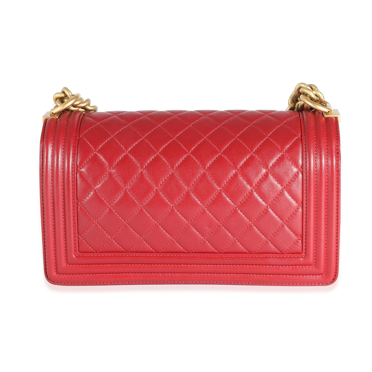 Chanel Red Quilted Lambskin Medium Boy Bag