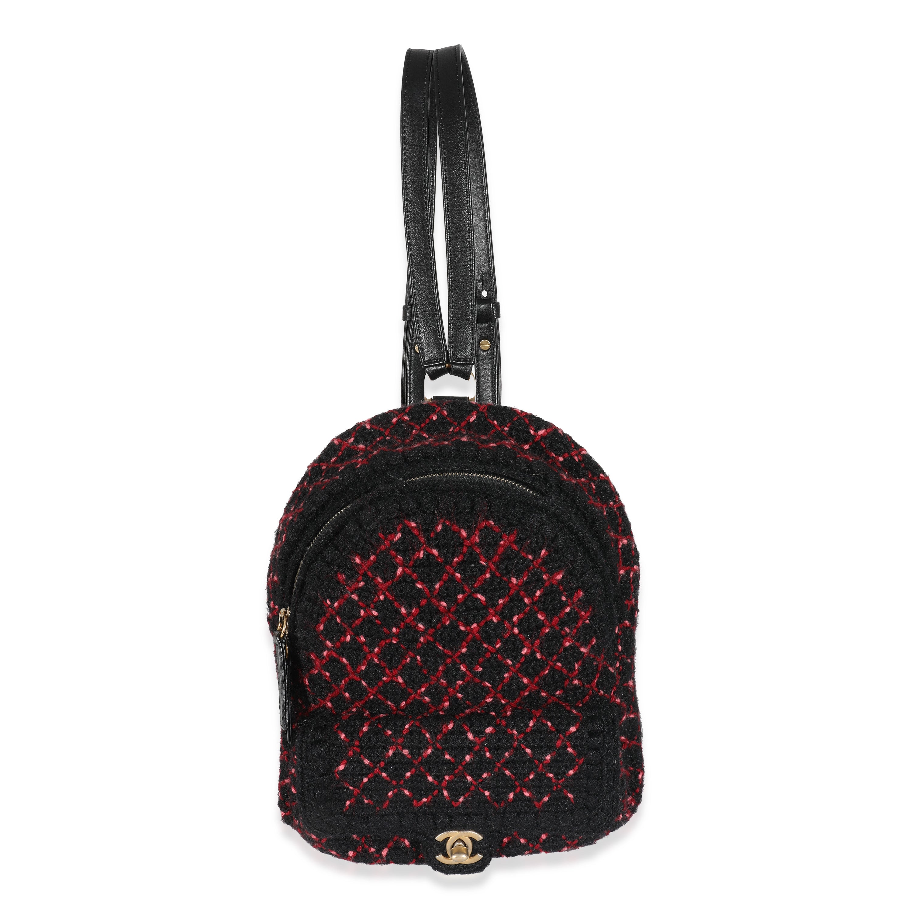 Chanel CC Wool Knit Mini Tweed Backpack Chanel Pink Black Knit Tweed CC Mini Pocket Backpack  main image 3