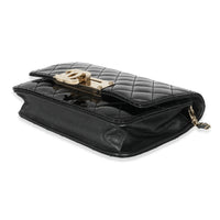 Chanel Black Quilted Patent Golden Class Wallet On Chain