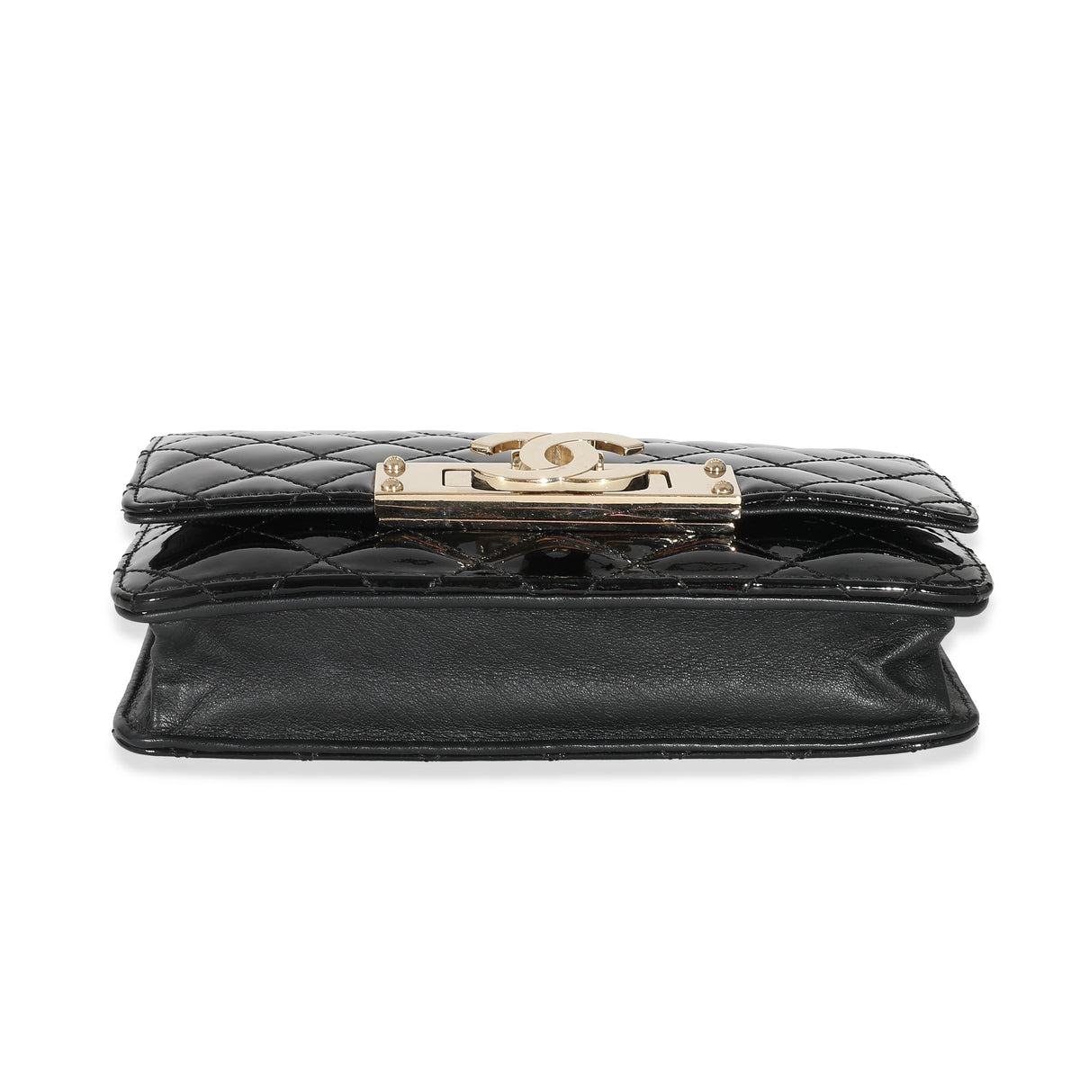 Chanel Black Quilted Patent Golden Class Wallet On Chain