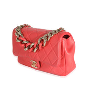 Chanel Red Quilted Lambskin Elegant Chain Flap Bag