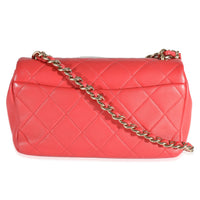 Chanel Red Quilted Lambskin Elegant Chain Flap Bag