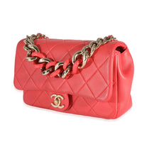 Chanel Red Quilted Lambskin Elegant Chain Flap Bag