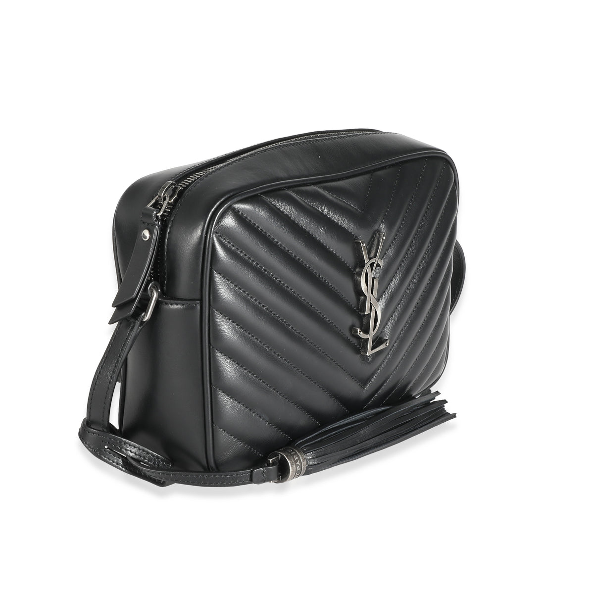 Saint Laurent Black Calfskin Matelasse Monogram Lou Camera Bag