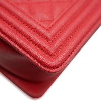 Chanel Red Caviar Leather Quilted Medium Boy Bag