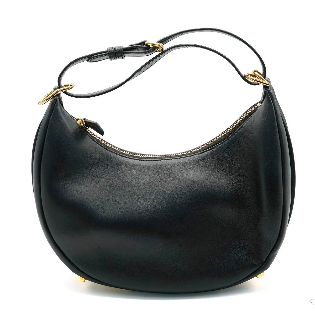 Fendi Black Vitello Grace Matte Medium Fendigraphy Hobo Bag