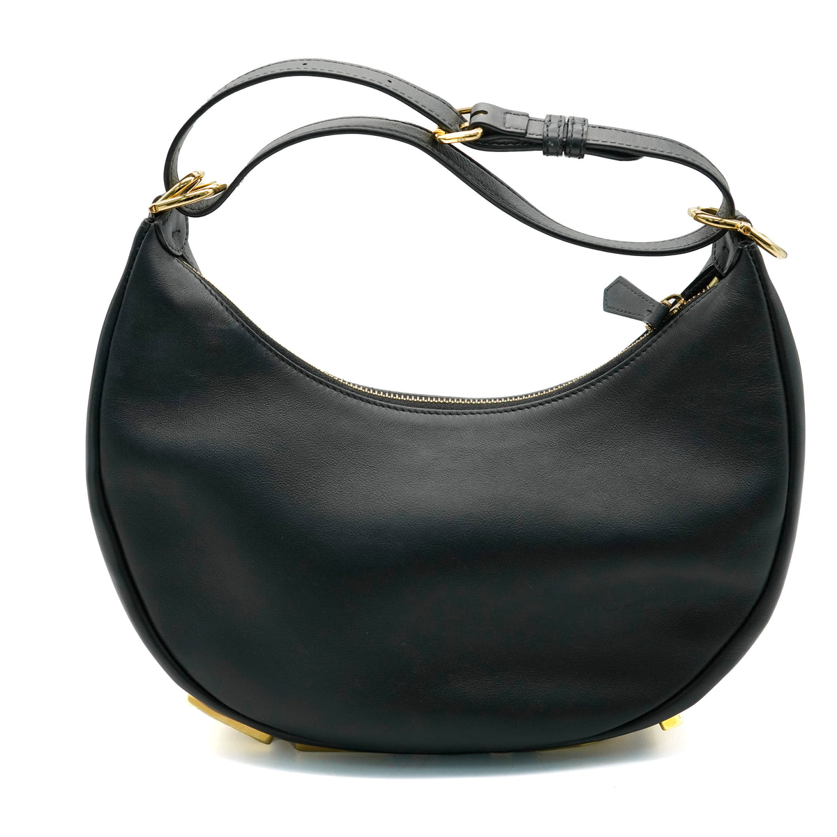 Fendi Black Vitello Grace Matte Medium Fendigraphy Hobo Bag