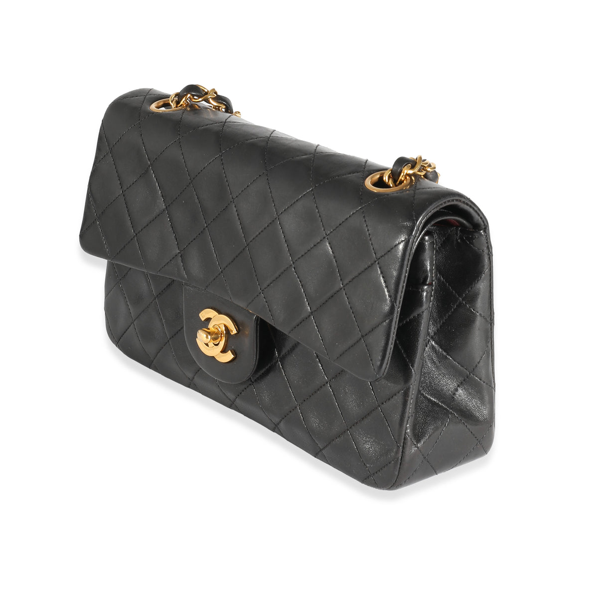 Chanel lambskin quilted 2025 small double flap black