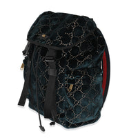 Gucci Blue GG Velvet Medium Flap Backpack