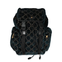 Gucci Blue GG Velvet Medium Flap Backpack