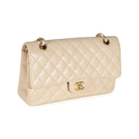 Chanel Beige Quilted Caviar Medium Classic Double Flap Bag