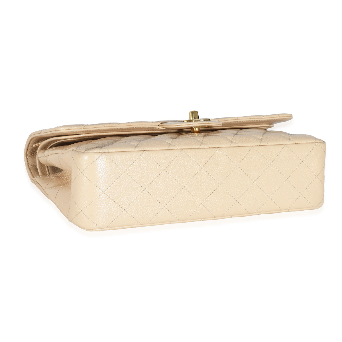 Chanel Beige Quilted Caviar Medium Classic Double Flap Bag