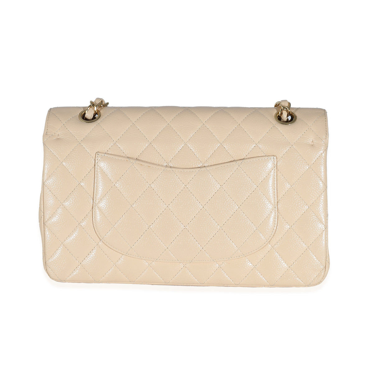 Chanel Beige Quilted Caviar Medium Classic Double Flap Bag