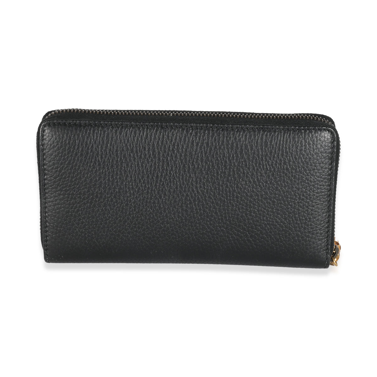 Gucci Black Leather Bamboo Zip Around Wallet