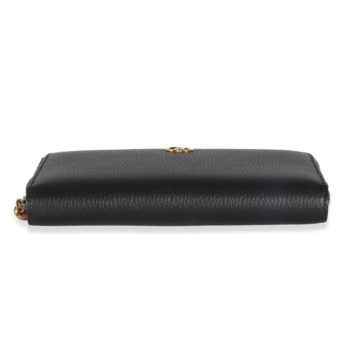 Gucci Black Leather Bamboo Zip Around Wallet