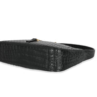 Saint Laurent Black Crocodile Embossed Calfskin Le 5 a 7 Hobo