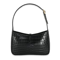 Saint Laurent Black Crocodile Embossed Calfskin Le 5 a 7 Hobo