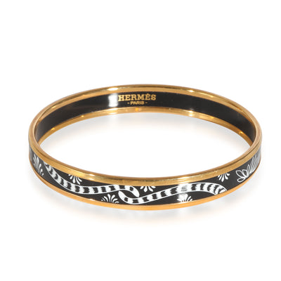 Hermès Plated Narrow Enamel Les Leopards Bangle (62MM)