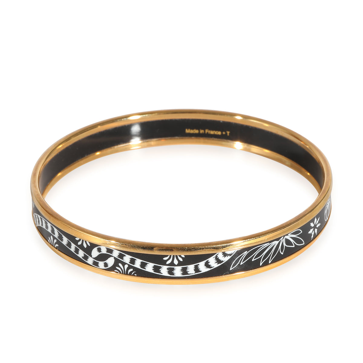 Hermès Plated Narrow Enamel Les Leopards Bangle (62MM)