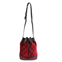 Gucci Red GG Velvet Web Medium Ophidia Bucket Bag