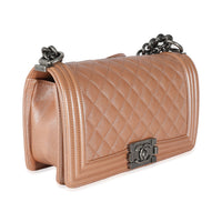 Chanel Iridescent Quilted Calfskin Beige Old Medium Boy Bag