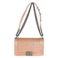 Chanel Iridescent Quilted Calfskin Beige Old Medium Boy Bag