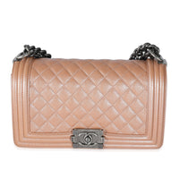 Chanel Iridescent Quilted Calfskin Beige Old Medium Boy Bag