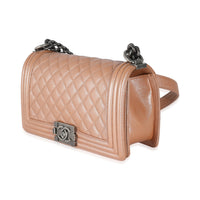 Chanel Iridescent Quilted Calfskin Beige Old Medium Boy Bag