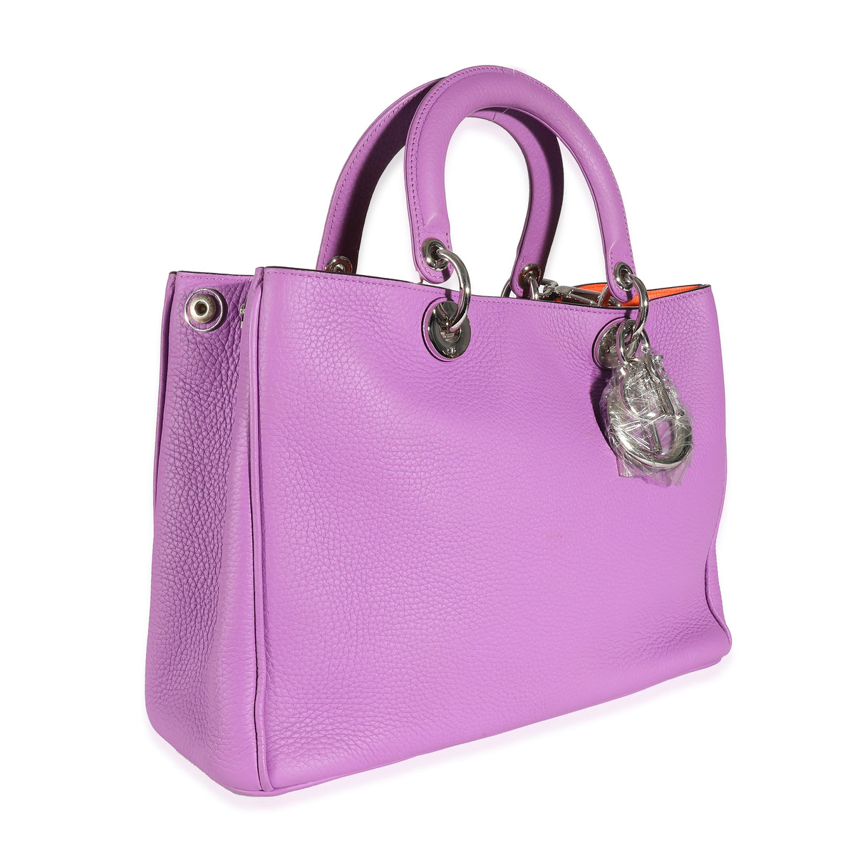 Christian Dior Purple Orange Bullcalf Medium Diorissimo Tote