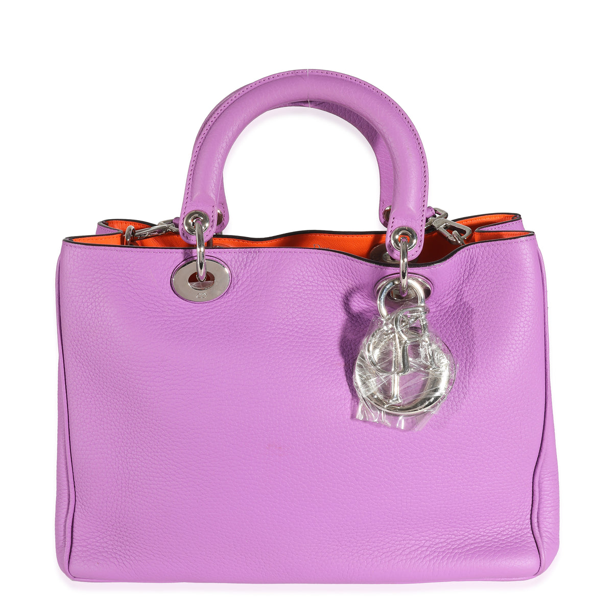 Christian Dior Purple Orange Bullcalf Medium Diorissimo Tote