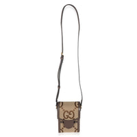 Gucci Beige Brown Jumbo GG Horsebit 1955 Mini Phone Holder