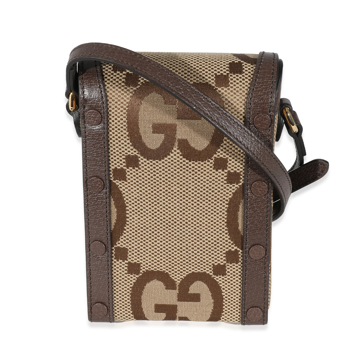 Gucci Beige Brown Jumbo GG Horsebit 1955 Mini Phone Holder