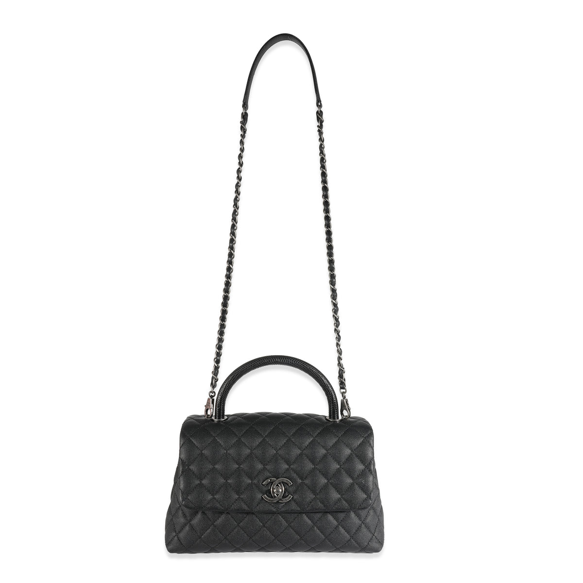 Chanel Black Quilted Caviar Medium Coco Top Handle