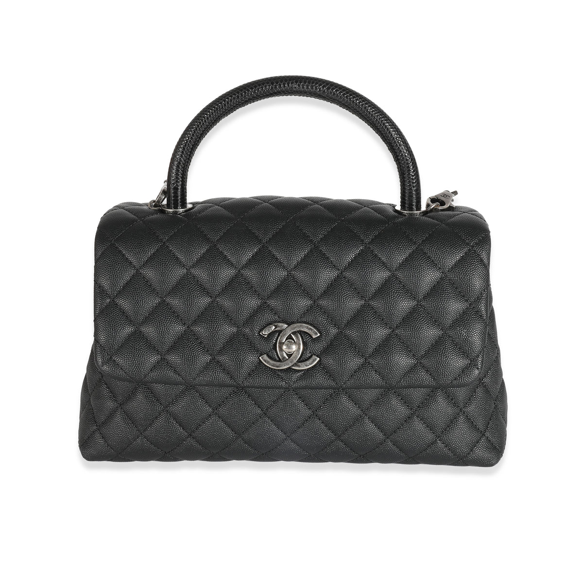 Chanel Black Quilted Caviar Medium Coco Top Handle