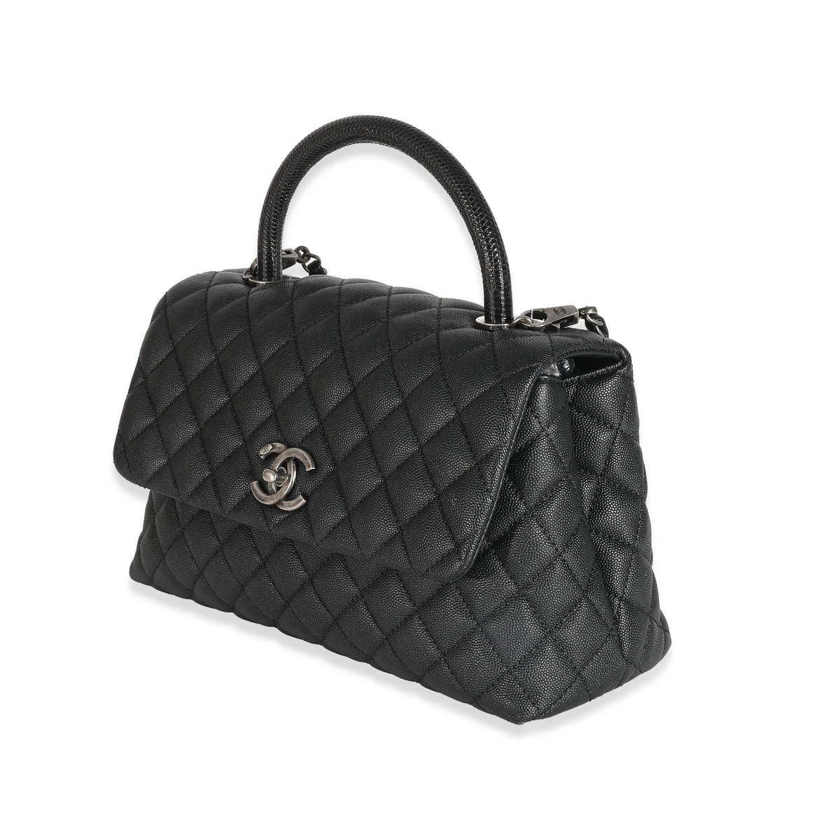 Chanel Black Quilted Caviar Medium Coco Top Handle