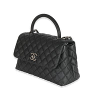 Chanel Black Quilted Caviar Medium Coco Top Handle