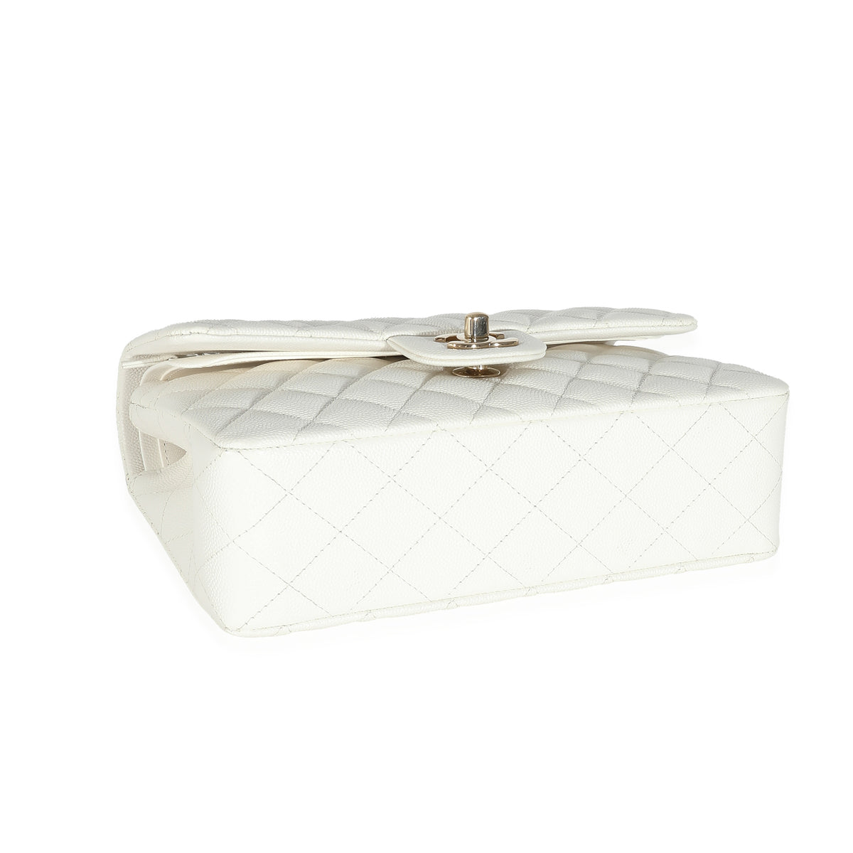 Chanel White Quilted Caviar Small Classic Double Flap Bag