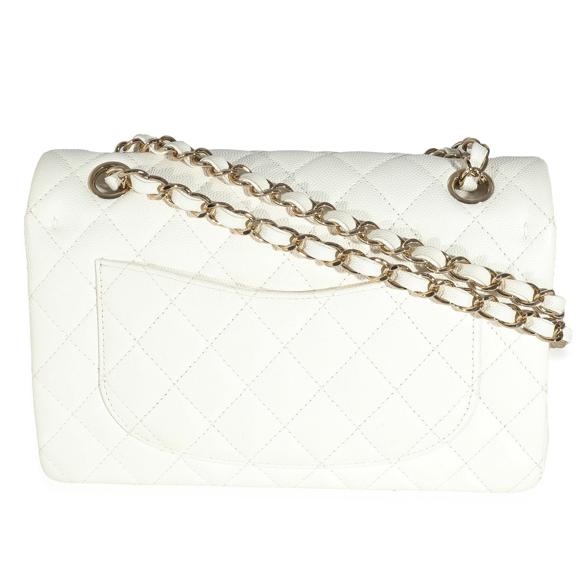 Chanel White Quilted Caviar Small Classic Double Flap Bag