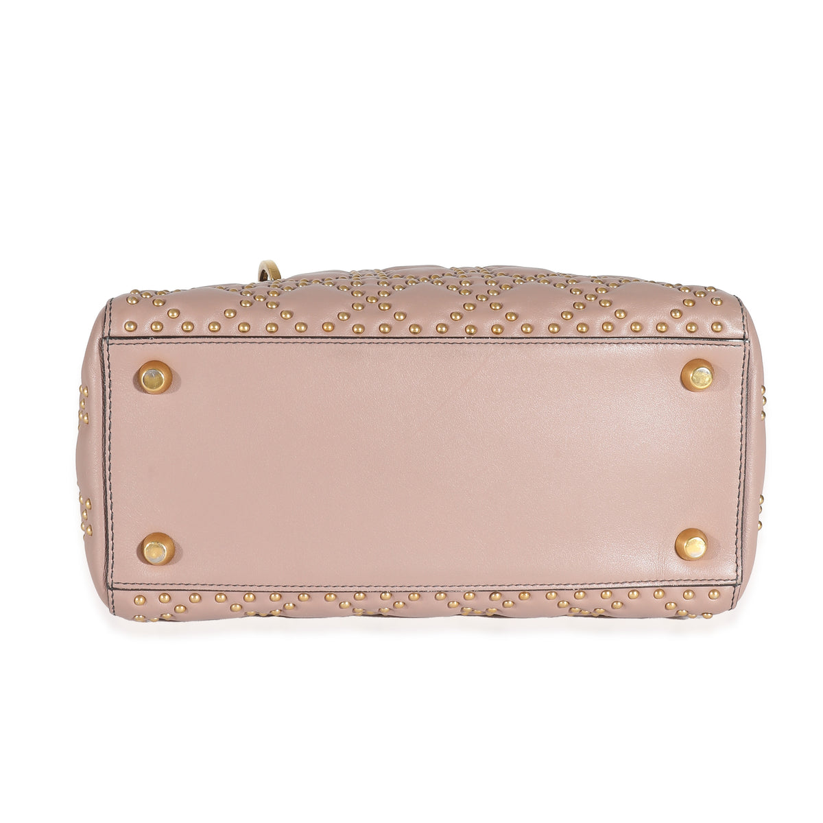 Christian Dior Light Pink Calfskin Cannage Studded Medium Supple Lady Dior