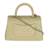 Chanel 22K Green Quilted Caviar Small Coco Top Handle