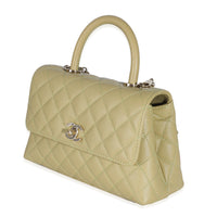 Chanel 22K Green Quilted Caviar Small Coco Top Handle