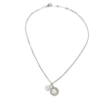 Dior Strass Logo Clover Silver Tone Pendant