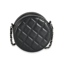 Chanel Black Quilted Lambskin Round Clutch On Chain