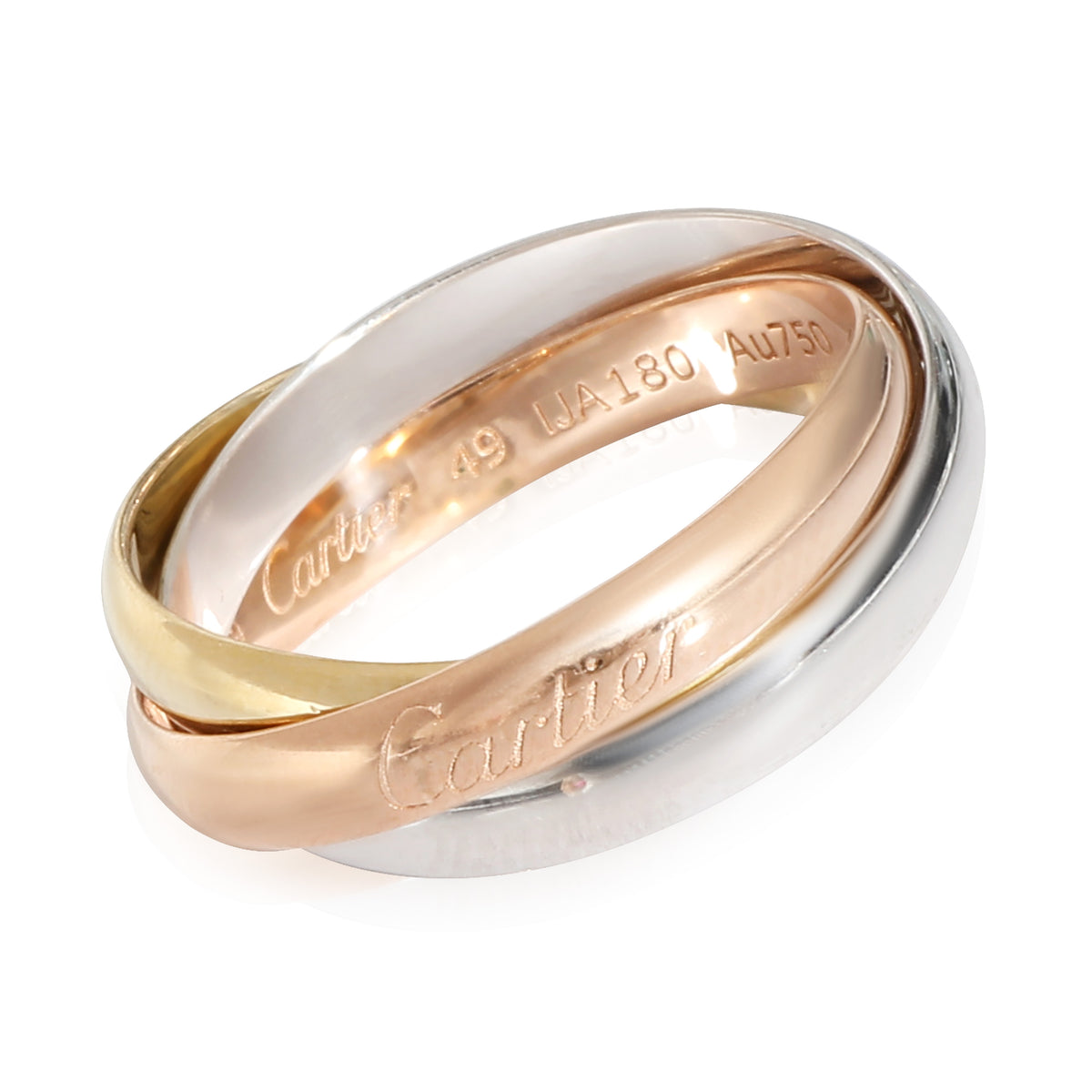 Cartier Trinity Ring, Small Model in 18K 3-Tone Gold, Size 49