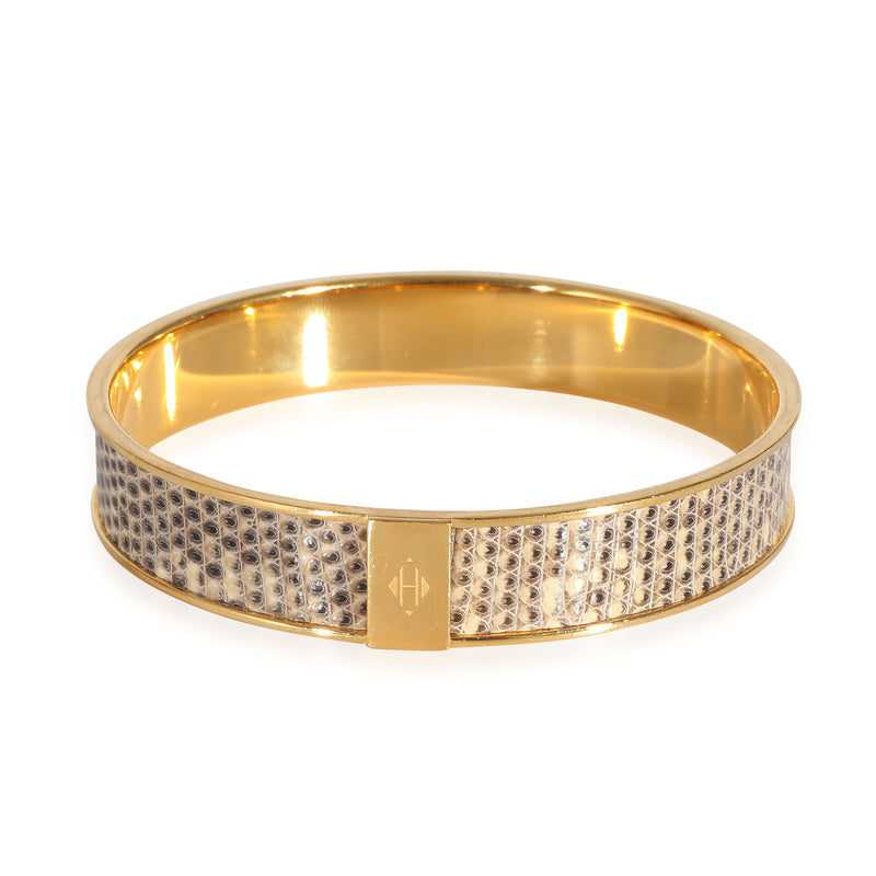 Hermès Gold Plated Wide Lizard Kawaii 12 Bracelet (62MM)