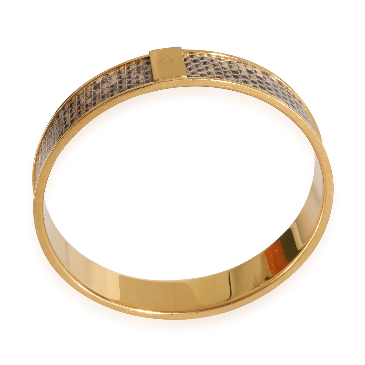 Hermès Gold Plated Wide Lizard Kawaii 12 Bracelet (62MM)