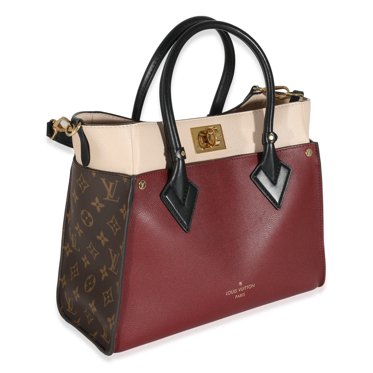 Louis Vuitton Bordeaux Calfskin Monogram Canvas On My Side MM