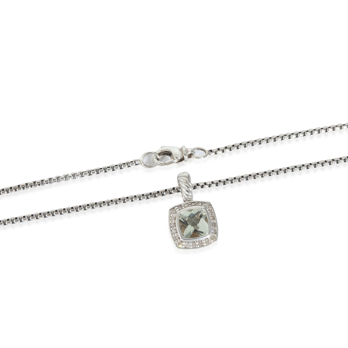 David Yurman Petite Albion Prasiolite & Diamond Pendant in Sterling Silver