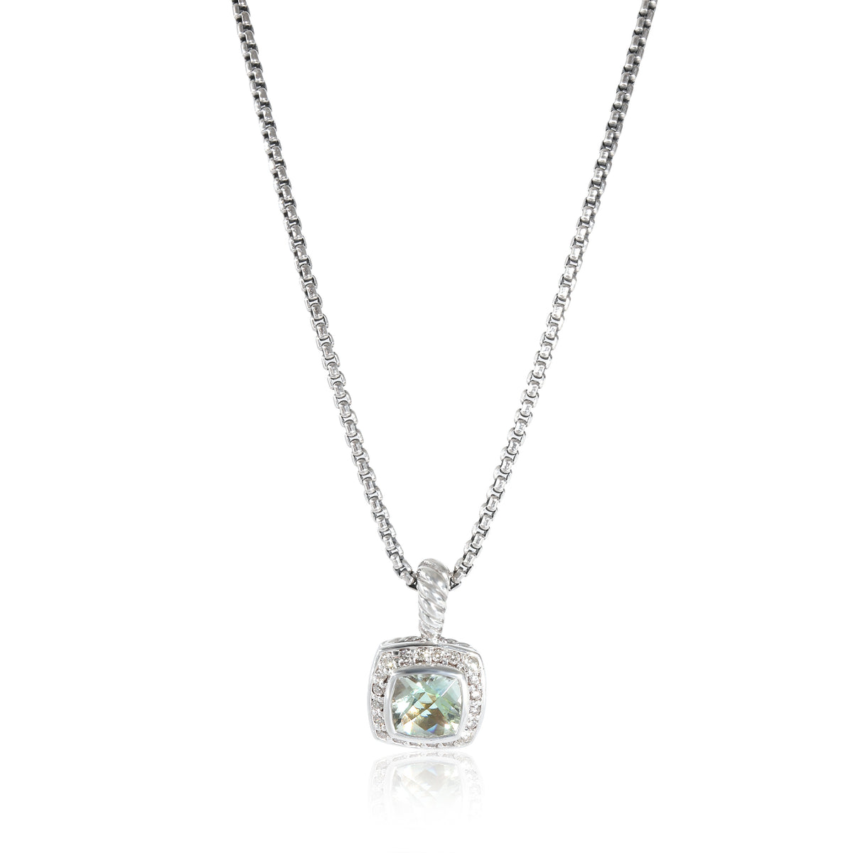 David Yurman Petite Albion Prasiolite & Diamond Pendant in Sterling Silver